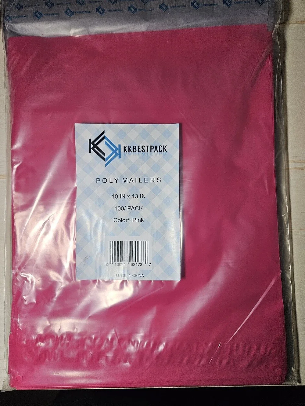 KKBESTPACK 100-Pack 10x13 Pink Poly Mailers - Self-Sealing Waterproof Shipping
